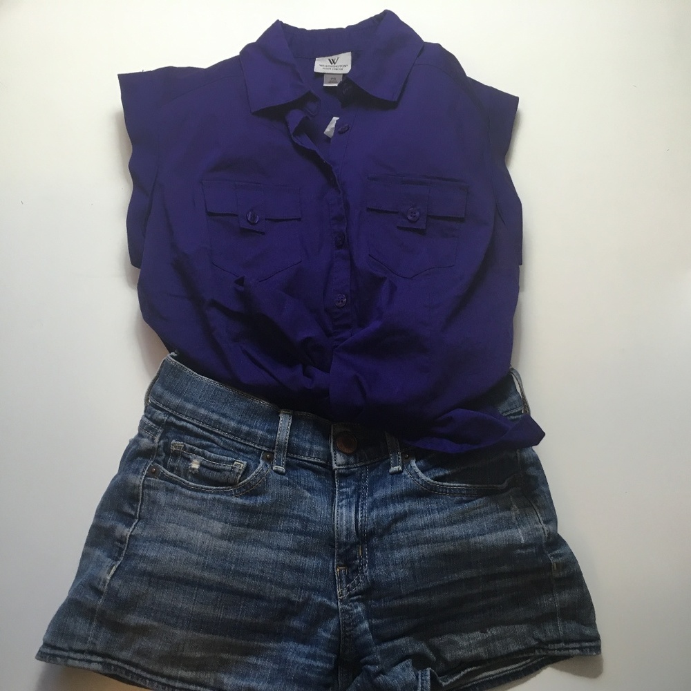 Royal Purple Worthington Sleeveless button down